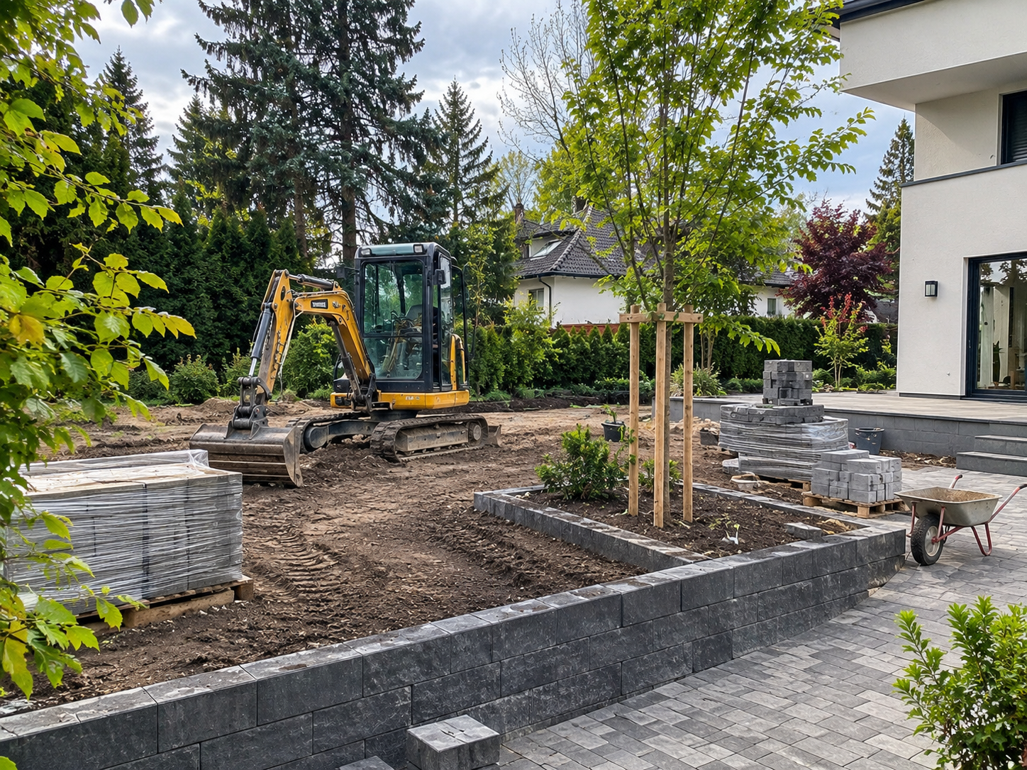 Gartengestaltung in Berlin-Spandau – Erdarbeiten und neue Beeteinfassung
